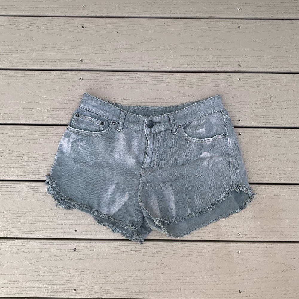 Free People Gray/Acid Wash Denim Shorts